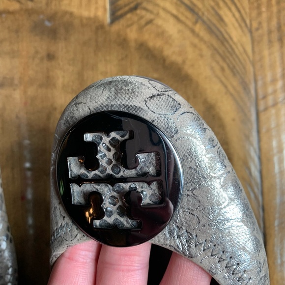 Tory Burch ballerina flats 8M silver leather “snakeskin” - Picture 4 of 6